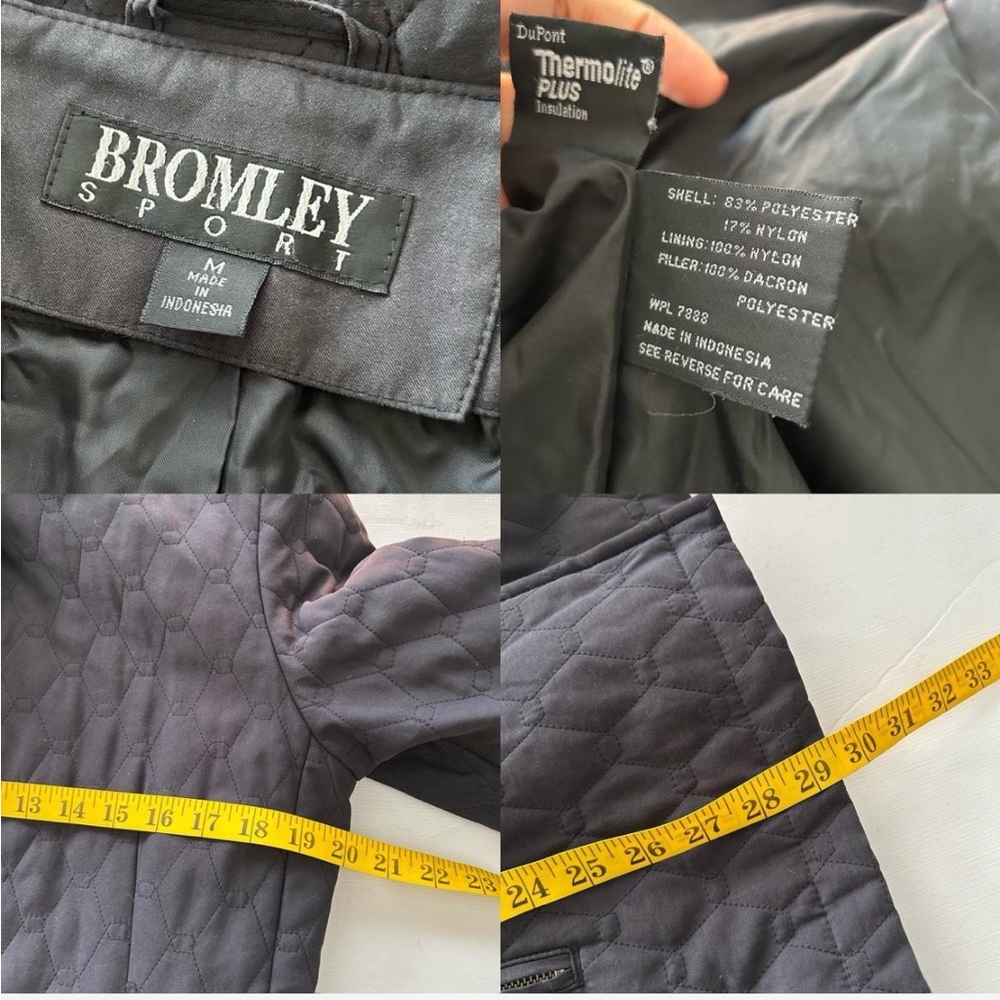 Vintage 1990s Bromley Sport Thermolite Quilted Jacket Black Medium. - Picture 8 of 8